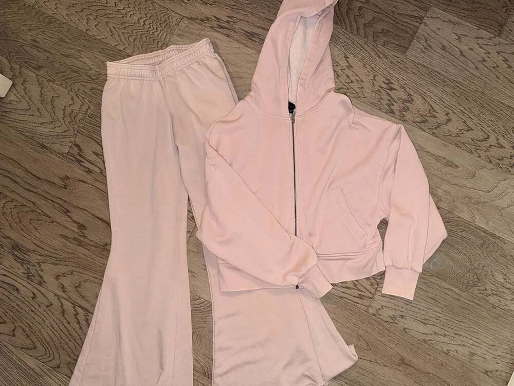 Wild Fable Zip Up Hoodie & Flare Sweatpants Set Size S Pink